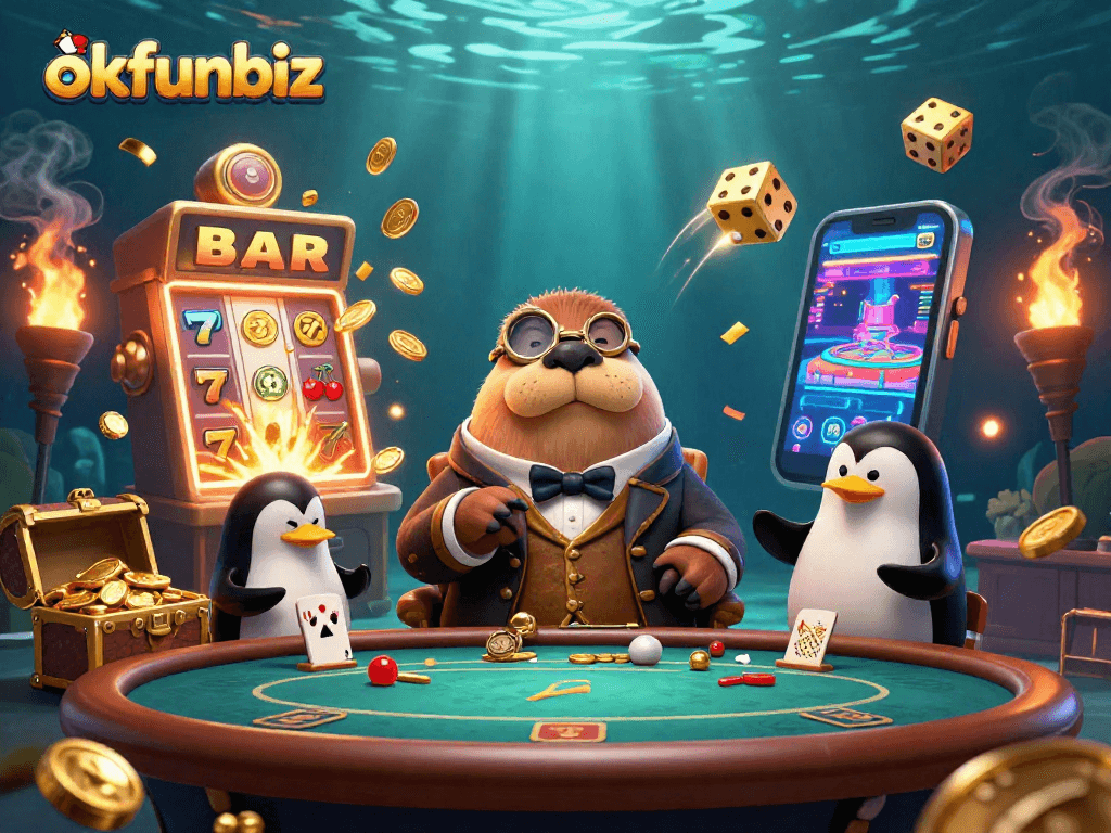 Join the underwater adventure with okfunbiz and discover fun casino games at this vibrant scene.