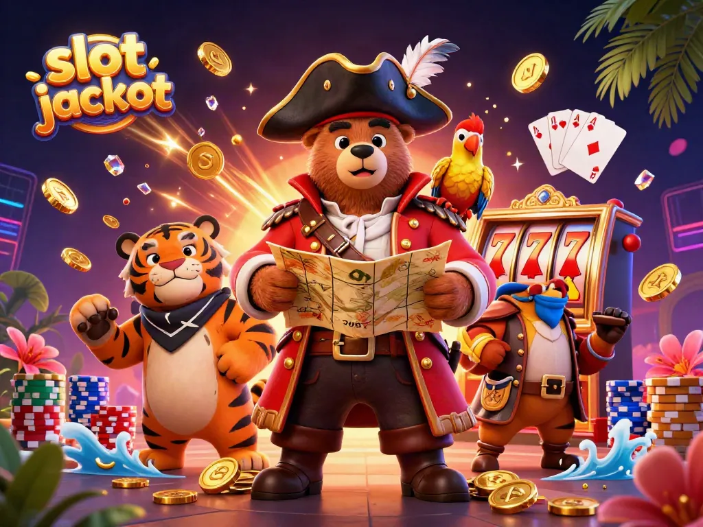 Experience the thrill of a slot jackpot with vibrant 3D characters and dynamic casino elements.