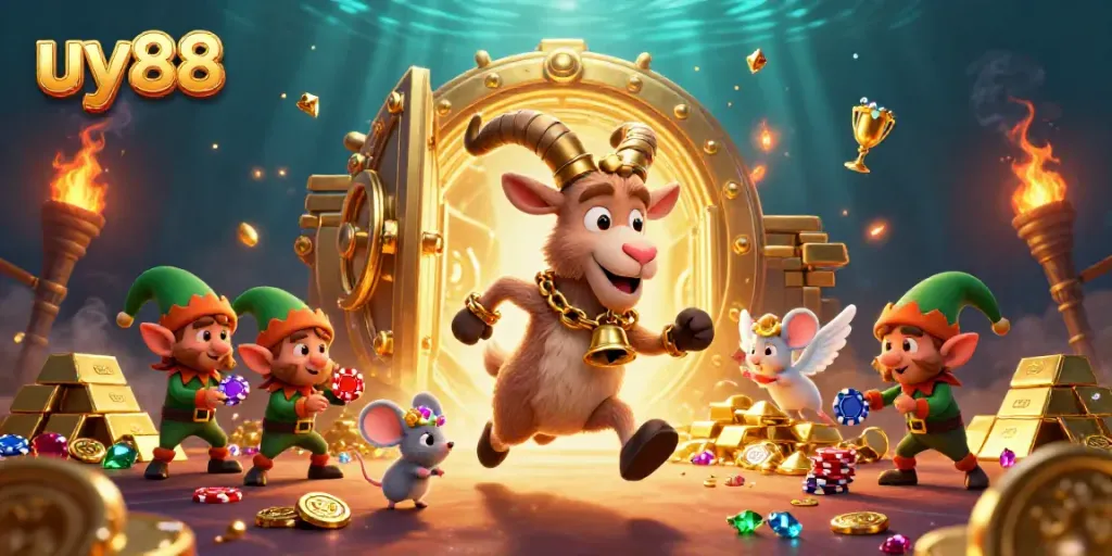 Engage with thrilling gameplay at uy88 with vibrant 3D elements from a festive casino scene.