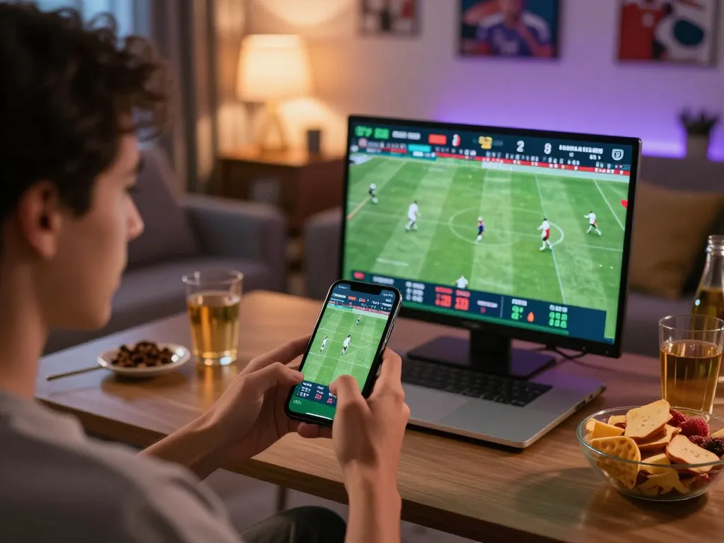 Xoilac user placing live football bets on a smartphone, showcasing the excitement of online sports betting.