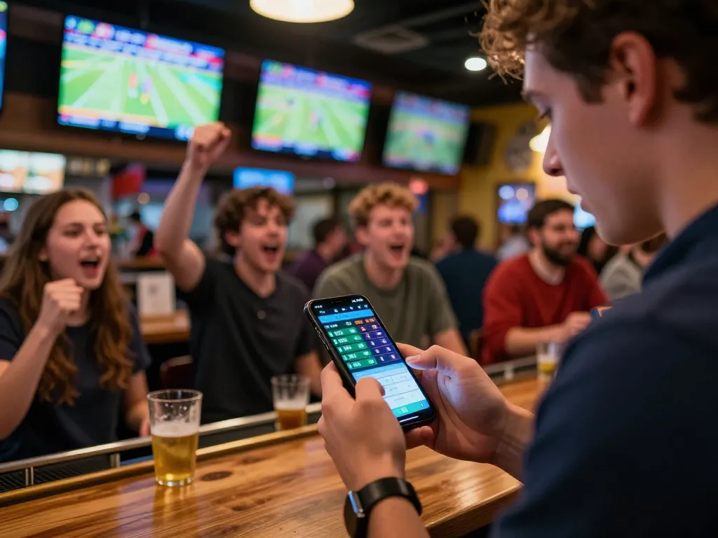 CAKHIATV sports betting excitement in a lively bar with fans cheering on live games.