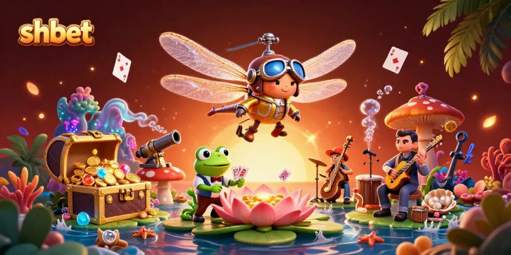 Experience thrilling gambling action at shbet with a vibrant 3D casino scene, showcasing dynamic characters and game elements.