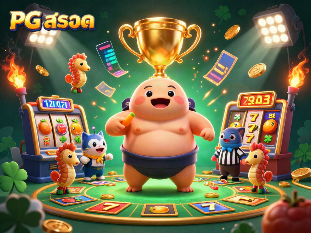 Engage in thrilling gameplay with PG สล็อต featuring vibrant characters and dynamic slot machine elements.