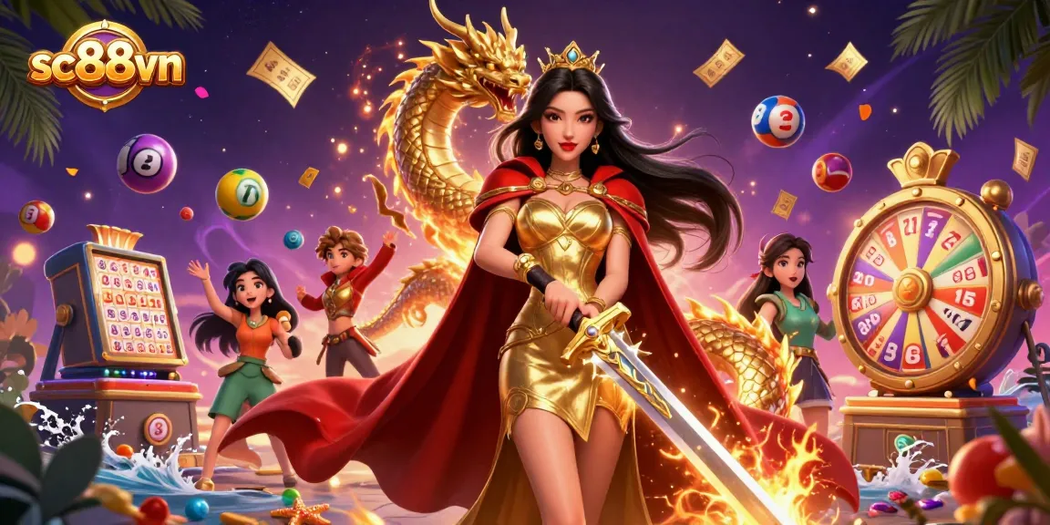 Experience the thrill of sc88vn with vibrant lottery games and dramatic visuals in an exciting casino scene.