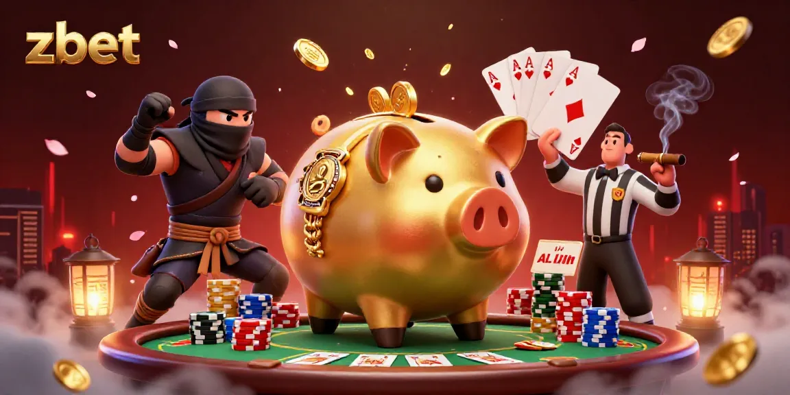 Experience the thrill of ZBET with a vibrant 3D scene featuring characters celebrating winning moments around a poker table.