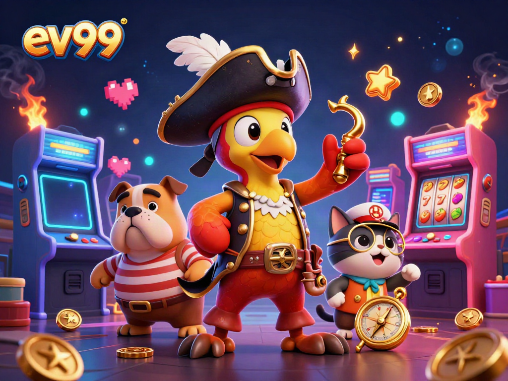 Experience exciting gameplay at ev99 with vibrant 3D gaming elements and animated characters in a casino atmosphere.