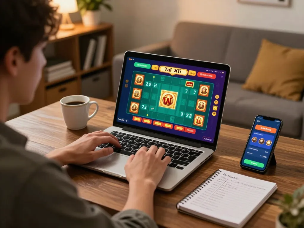 Player engaging with the Tài Xỉu app on taixiuvn, focusing on strategy and gameplay.