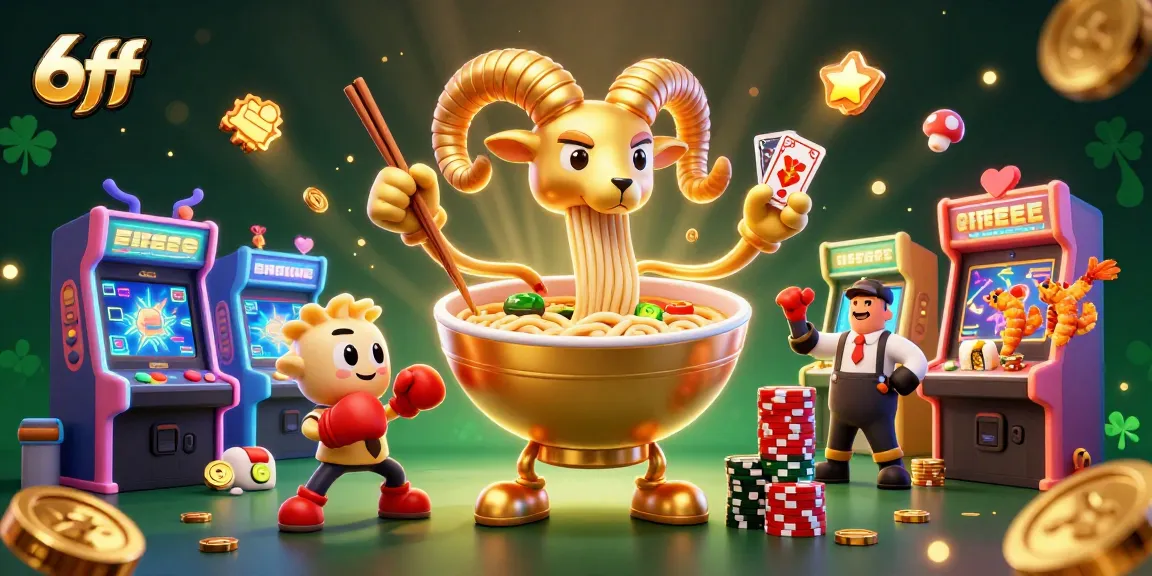 Experience exciting gameplay with 6ff in a vibrant casino-themed illustration featuring cartoon characters and dynamic elements.