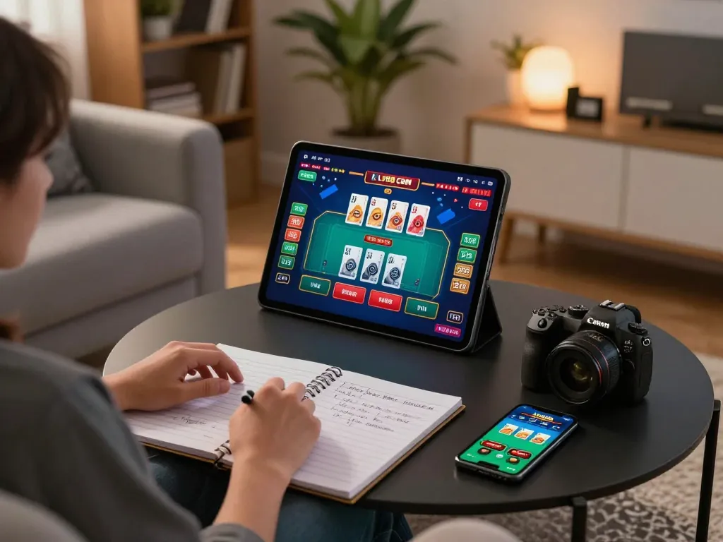 Engaging in strategic online gameplay at LV88 com on a tablet in a cozy home setting.