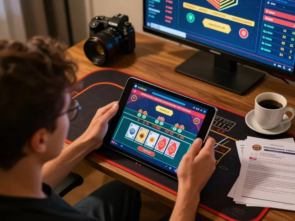 Engaging gameplay at vipwin79 online casino from a cozy home setup.
