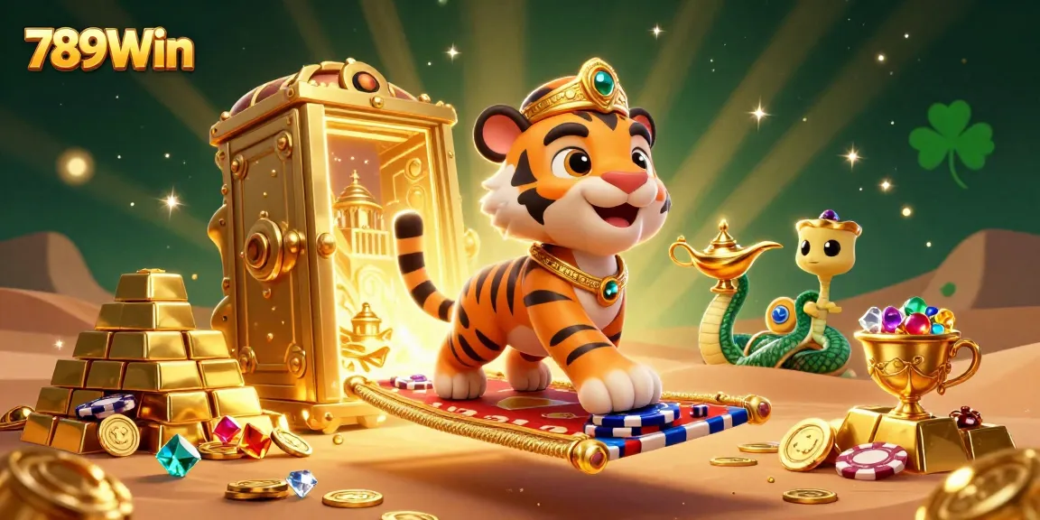 Experience the thrill of 789Win with a dazzling casino-themed 3D illustration, showcasing vibrant game elements.