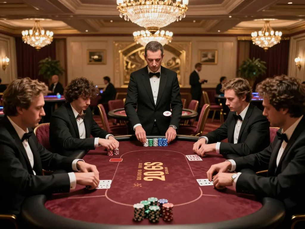 Players at 88clb engage in intense gameplay at a luxury poker table in VIP casino setting