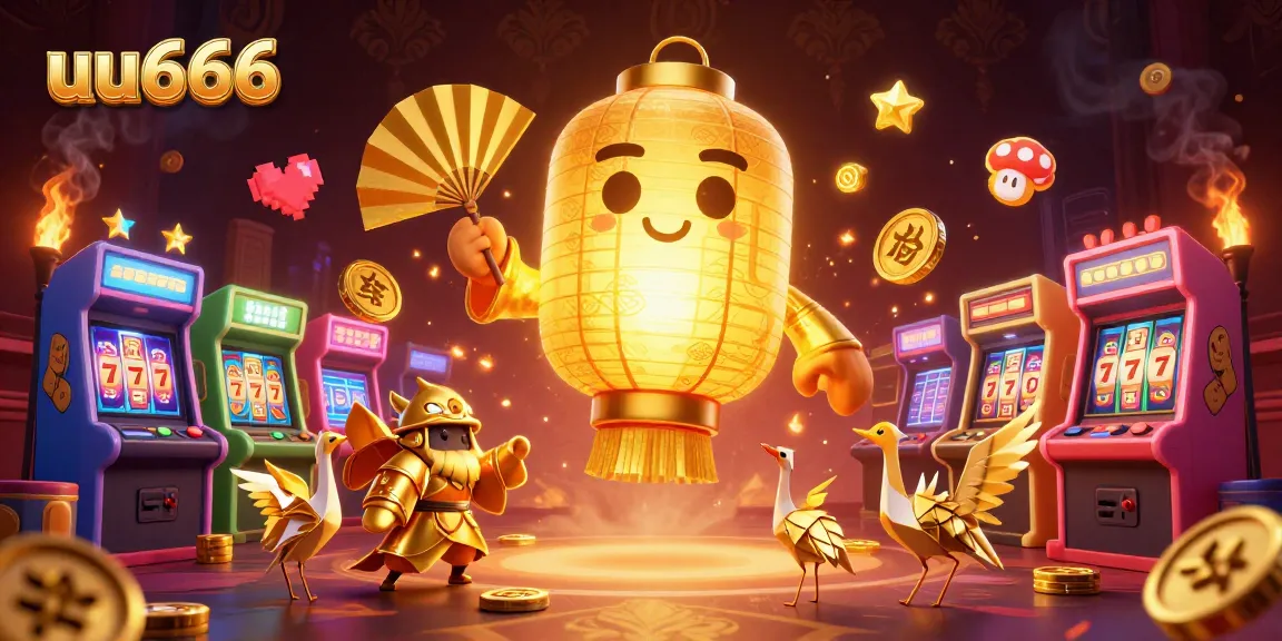 Experience the thrill of gaming at uu666 with vibrant 3D illustration featuring casino elements and lucky symbols.