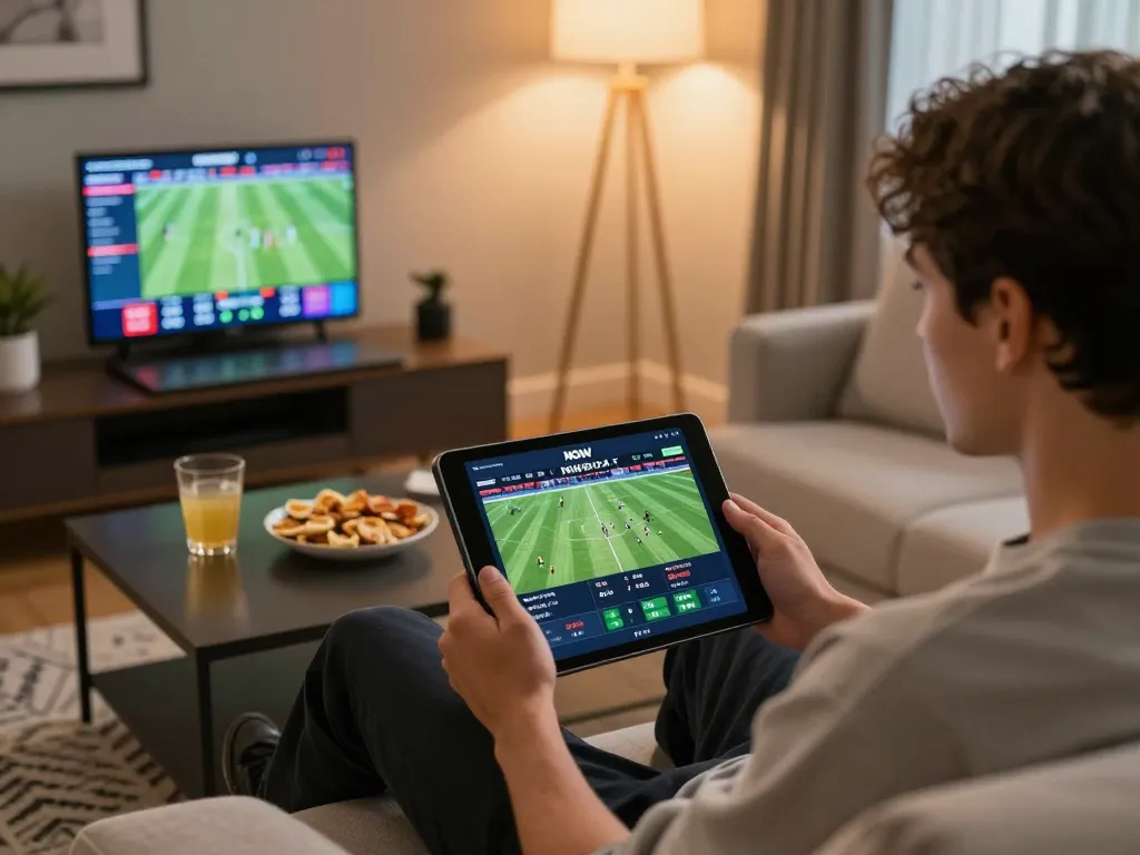 Engaging with the Nowgoal app for live sports betting updates in a cozy home setting