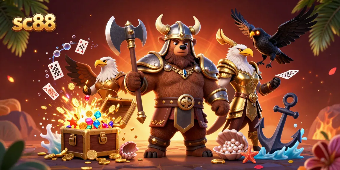 Engage with exciting sc88 casino games through dynamic 3D illustrations featuring engaging characters and vibrant game elements.