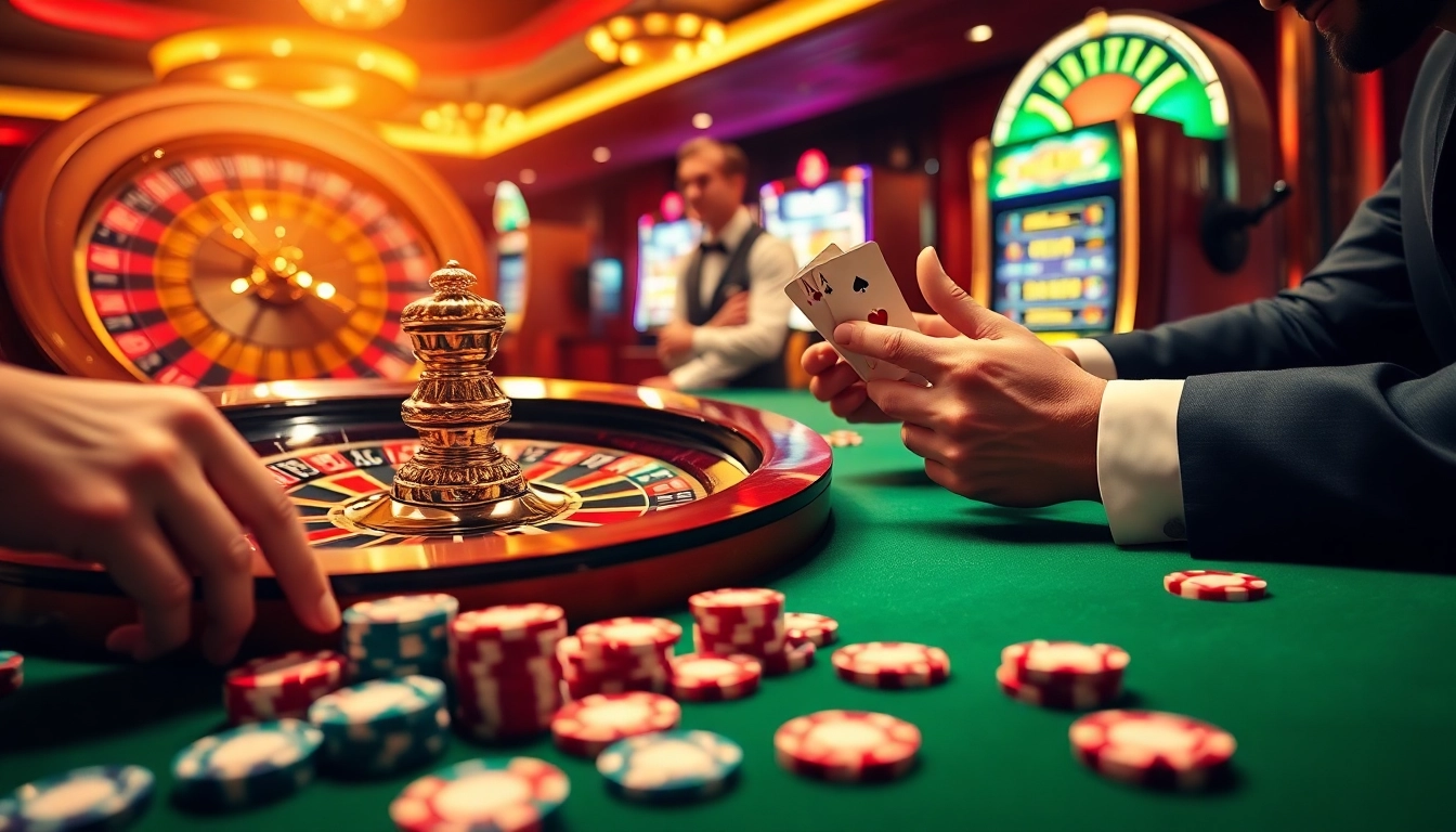 Players strategizing at 555win5.co.com, enjoying an engaging casino experience with roulette and poker.