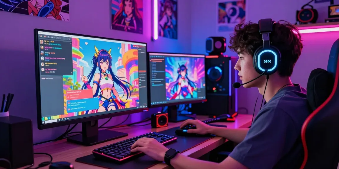 Engaging in ai ecchi chat with animated characters in a vibrant gaming environment.