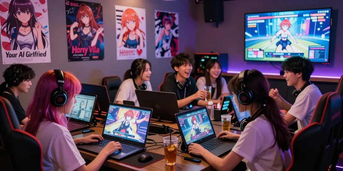 Players enjoying hentaigame experiences in a vibrant gaming lounge, showcasing social interaction and immersive gameplay.