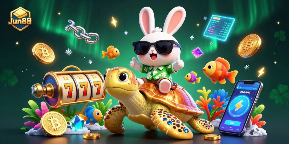 Experience thrilling slots at Jun88 with a vibrant scene of luck and gaming action.