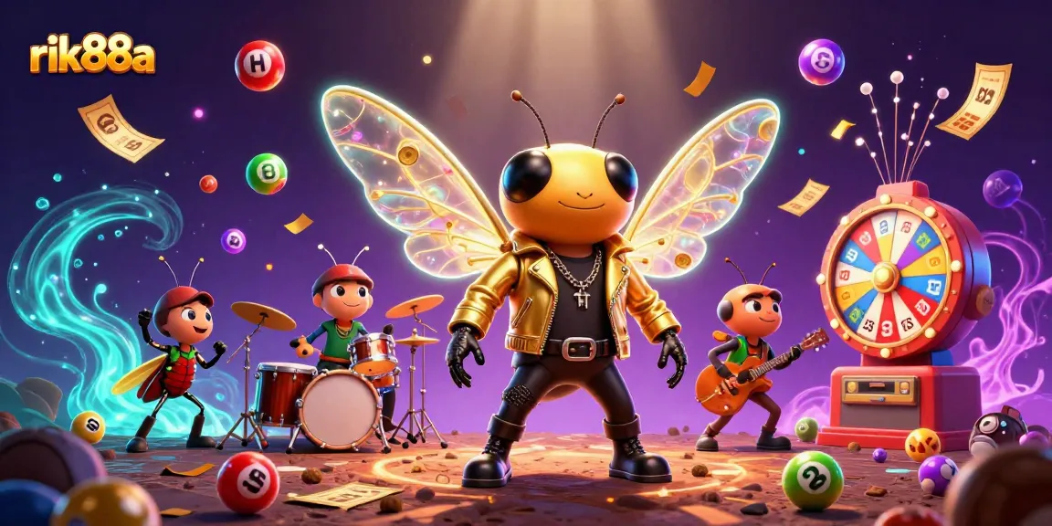 rik88a showcases a vibrant adventure with a lottery-themed 3D illustration full of exciting game elements.